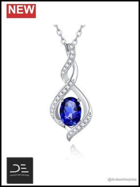 Sterling Silver Oval Birthstone Necklace Infinity Pendant Jewelry
